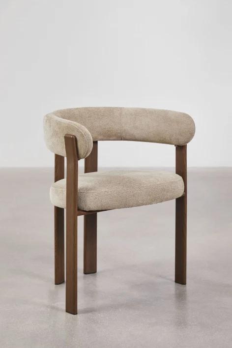 Silla de comedor con reposabrazos tapizada y en hierro Jolie
