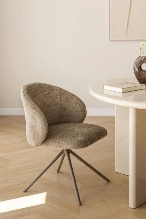 Silla de comedor giratoria en chenilla Gryon