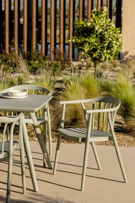 Silla de jardín apilable con reposabrazos en polipropileno Ivor