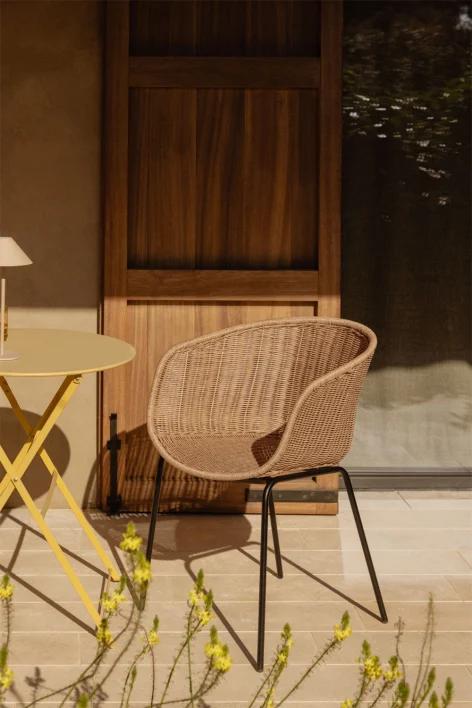 Silla de jardín con reposabrazos en mimbre sintético y hierro Tulua